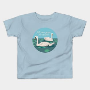 Two Swans swimming Kids T-Shirt